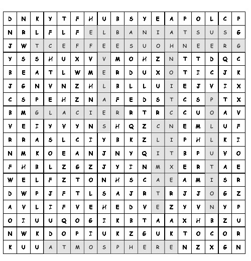 Word Search Climate Change with 8 hidden words (PDF, worksheet)