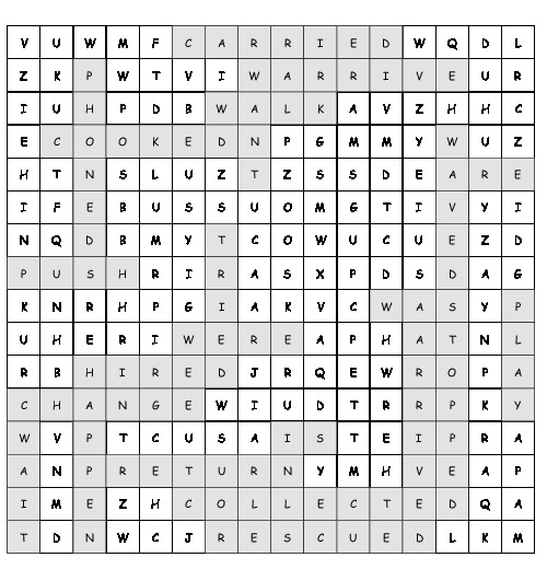 Word Search Past Simple with 23 hidden words (PDF, worksheet)