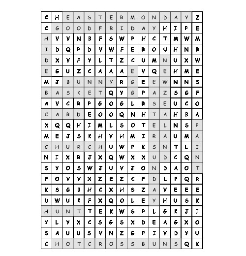 Word Search Easter Word Search with 13 hidden words (PDF, worksheet)
