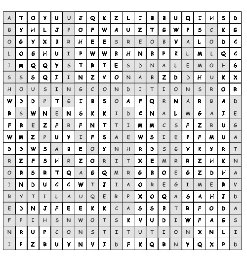 Word Search South Africa with 20 hidden words (PDF, worksheet)